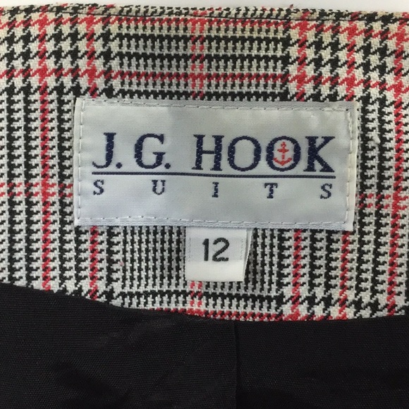 Vtg J.G Hook Black, Red, & White Plaid Skirt Suit - Picture 7 of 7